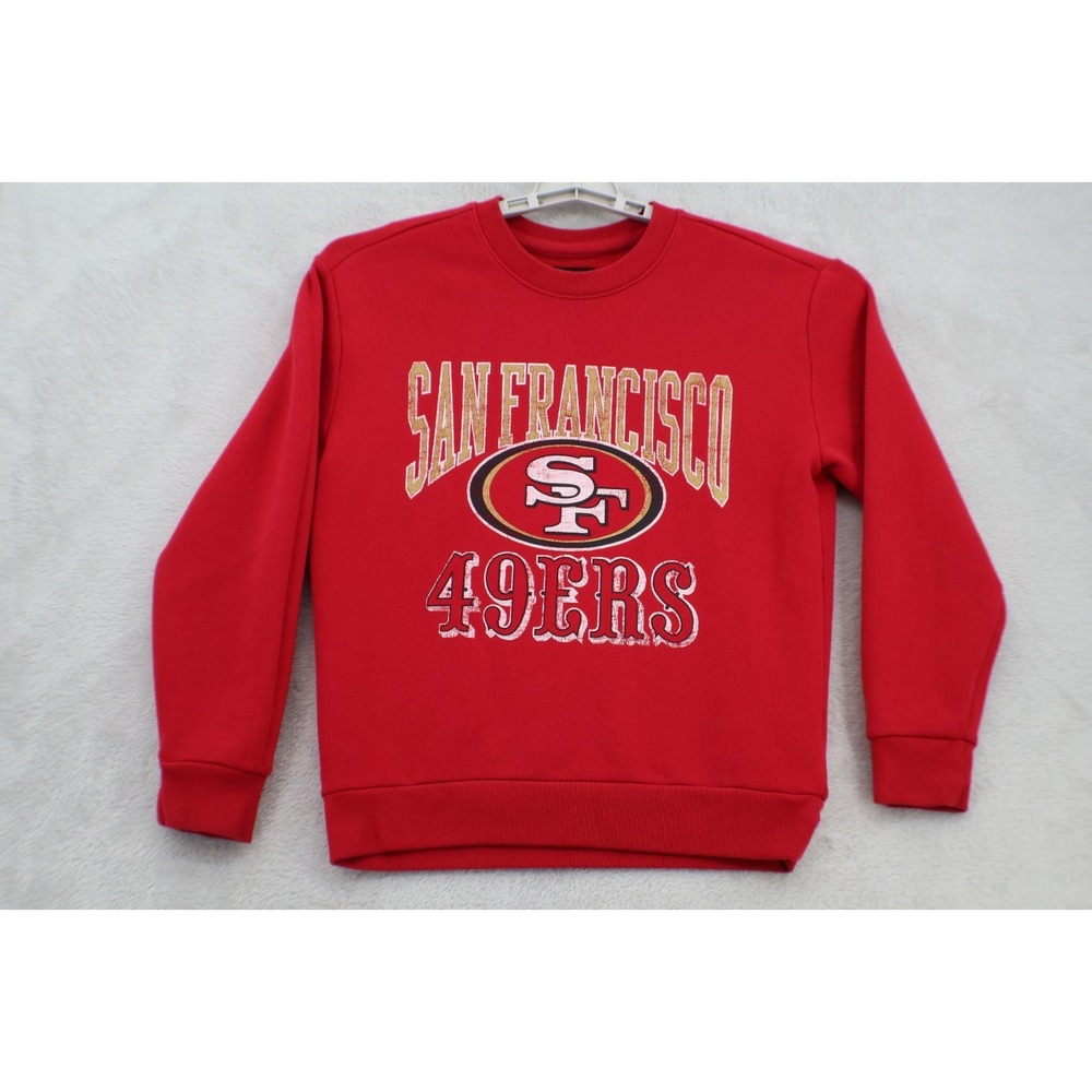 San Francisco 49ers Sweatshirt XS Red NFL Team Apparel Distressed Crewneck
